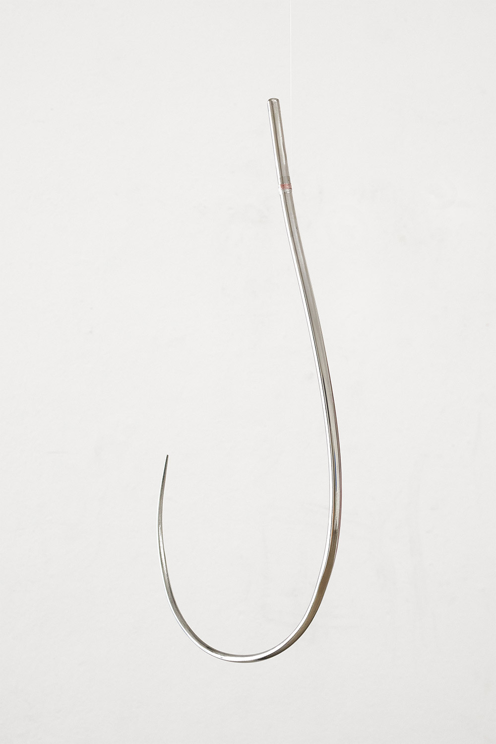 Romana Drdova, Untouchable, 2021, metallic construction, leather, chromed hook, dimension 180x50cm, detail