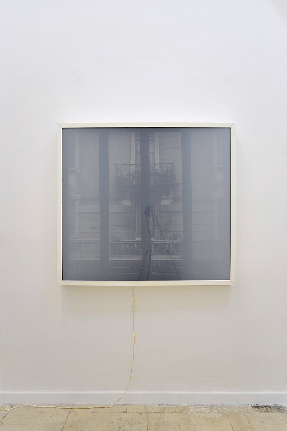 Antonio Trotta, Finestra su vetro, 1972, light box, emulsion on glass, 120x120x12 cm (OFF)