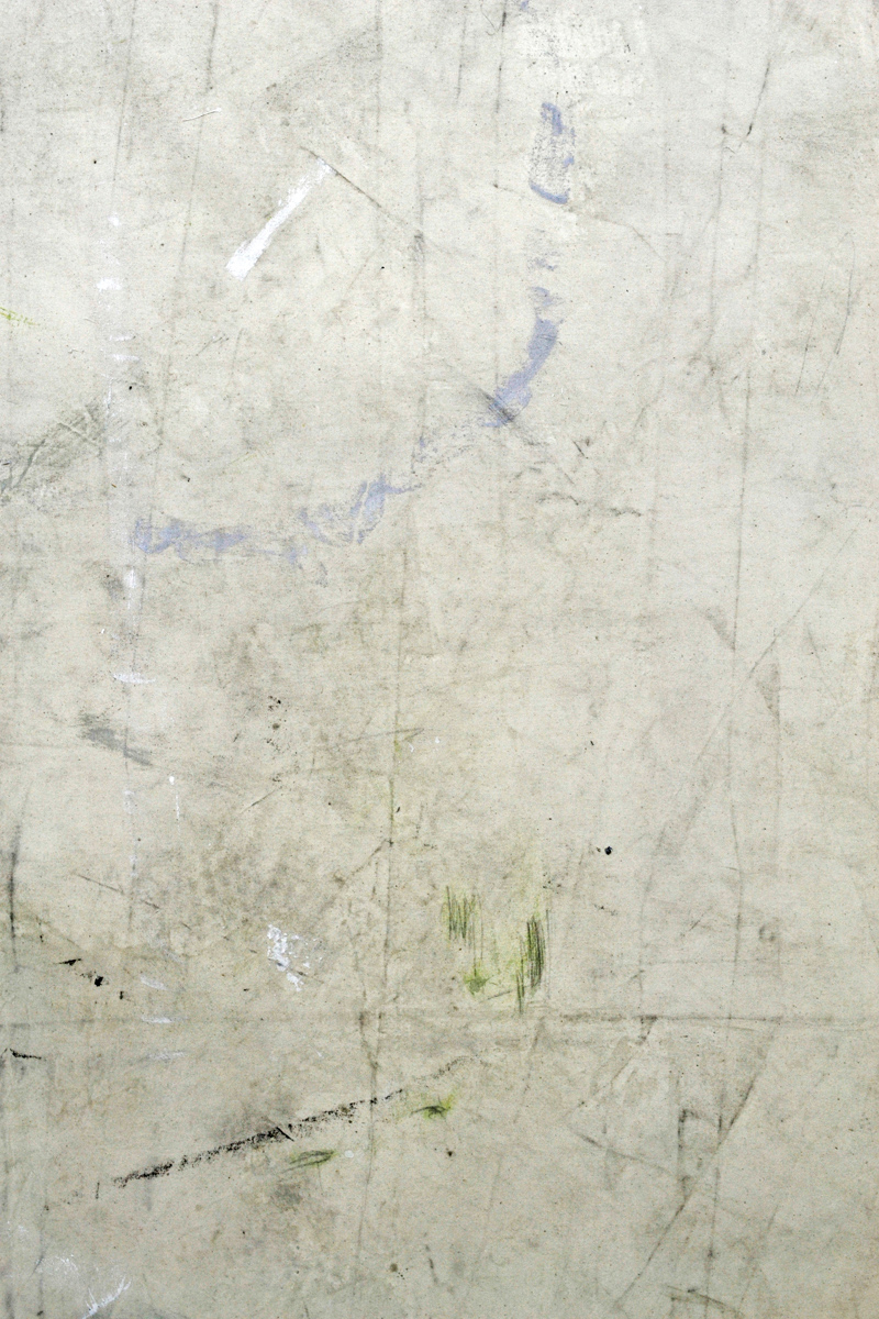 Struan Teague, Untitled, 2016, Acrylic, screenprint, cotton, spray paint, pencil and pastel on linen, 180 x 140 cm. (detail).