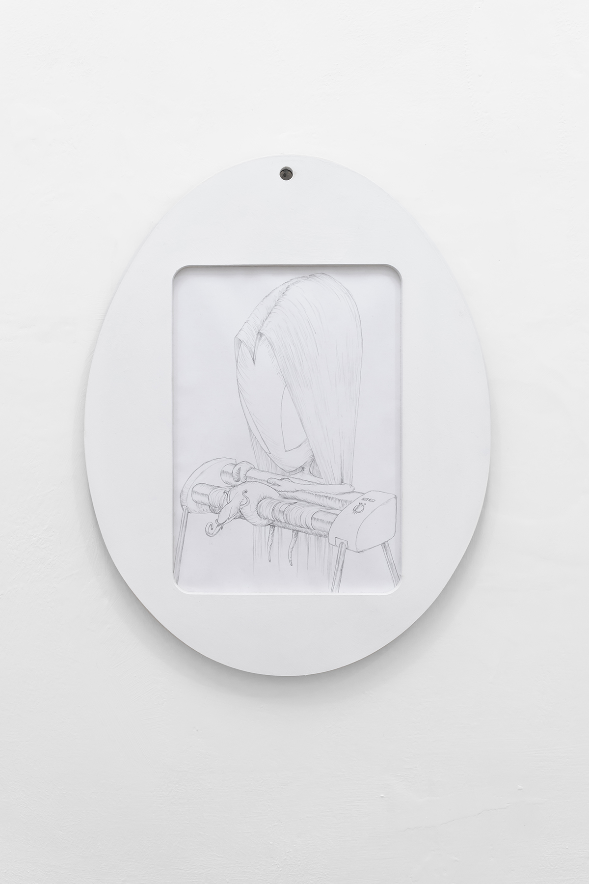 Thomas Hämén, Indolent approval, 2017, Graphite on paper, artist made frame. 39 x 30 cm.