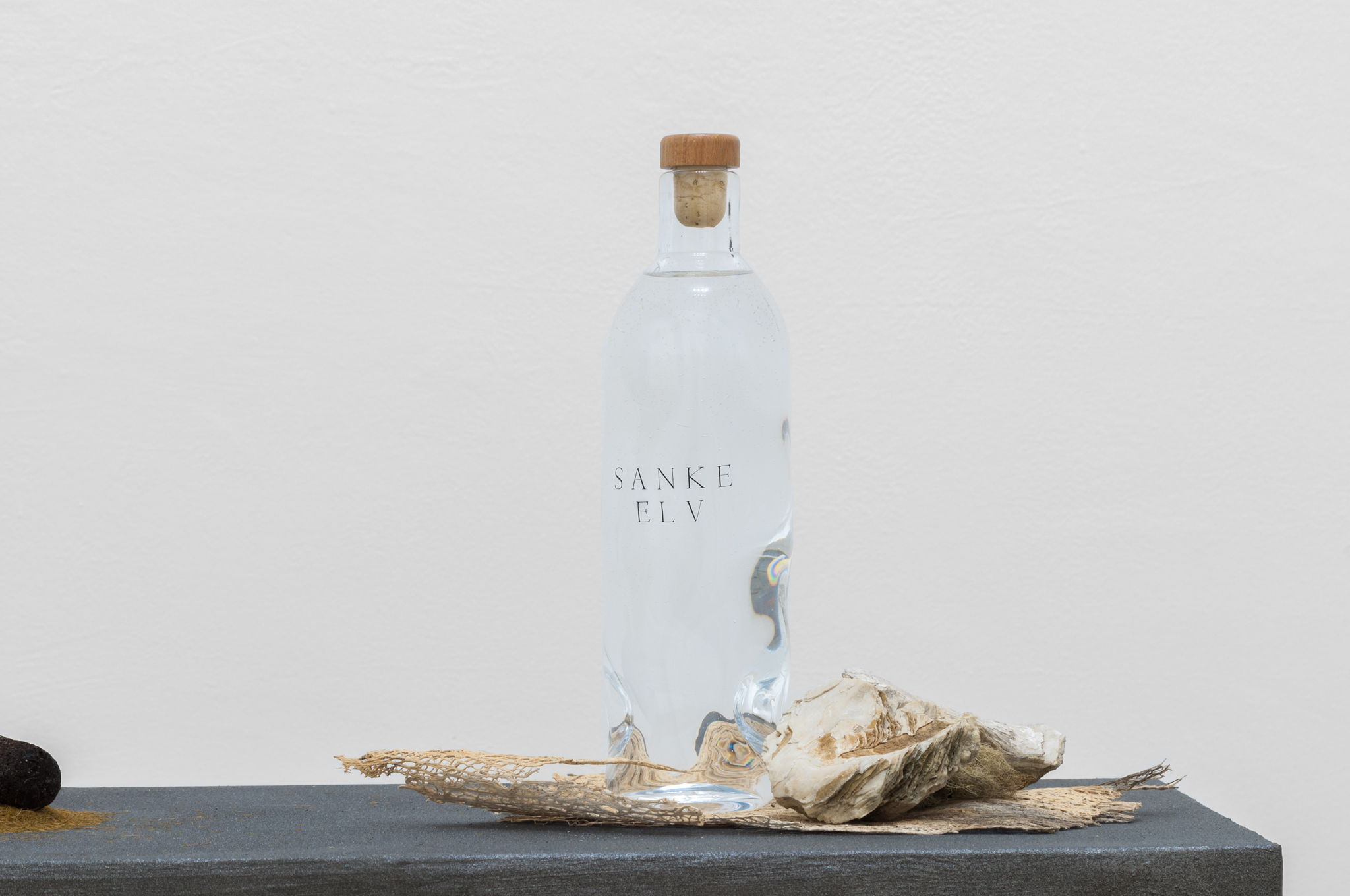 Andreas Ervik, 'S A N K E' (2017). ELV (unfiltered Norwegian river water bottle, blown glass bottle).