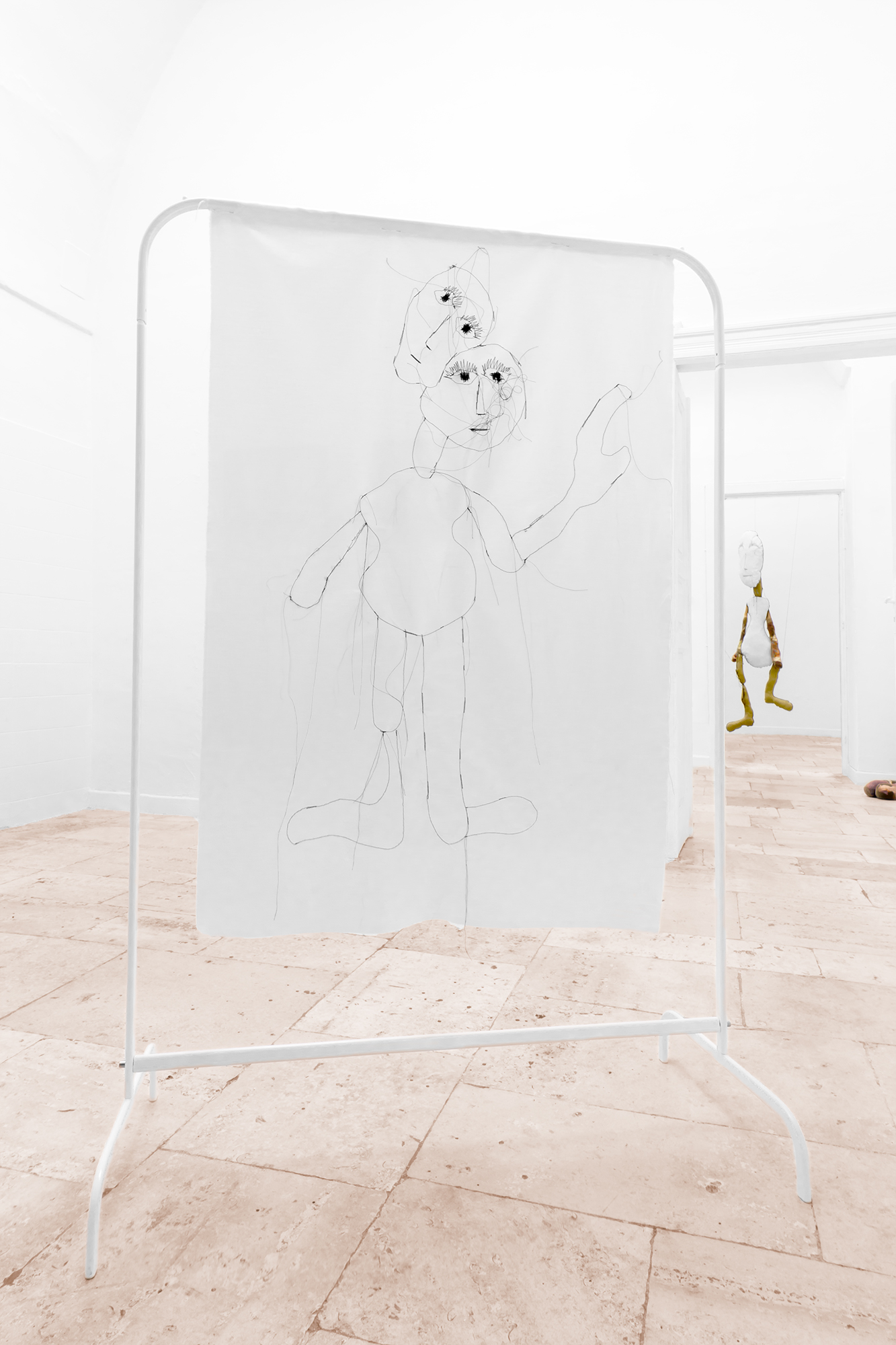 Mariantonietta Bagliato, Senza titolo, 2018, ricamo su cotone. Set di due pezzi, 84 x 140 cm.