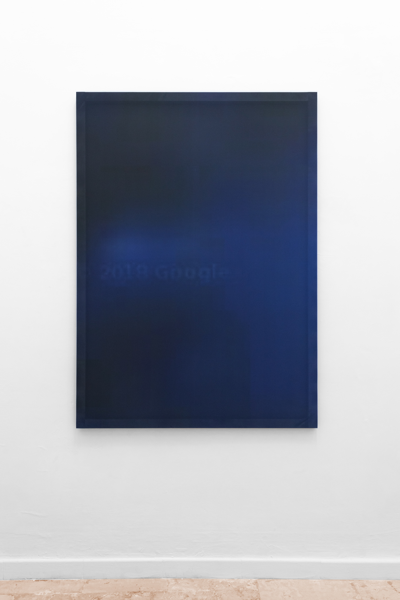 Maurizio Viceré, kh-(40) Black and blue, Stampa a inchiostro con sublimazione calandrata su tessuto nautico antivento, telaio. 140 X 100 cm. 2018