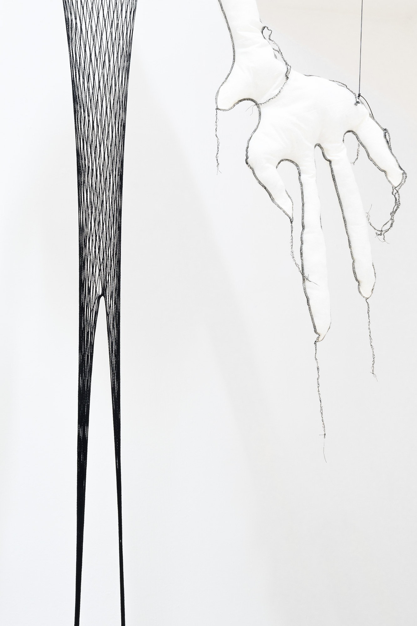 Mariantonietta Bagliato, Avatāra, 2018, (detail), textile, stuffing, embroidery. Set of three pieces, various dimensions.